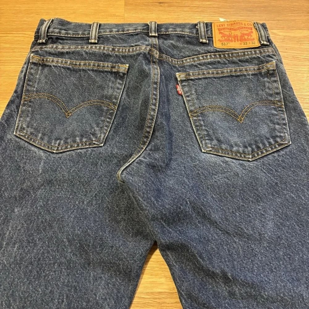 Levi's 517 Bootcut Jeans Mens 33x32 Blue Denim Faded Dark Wash Western Cowboy